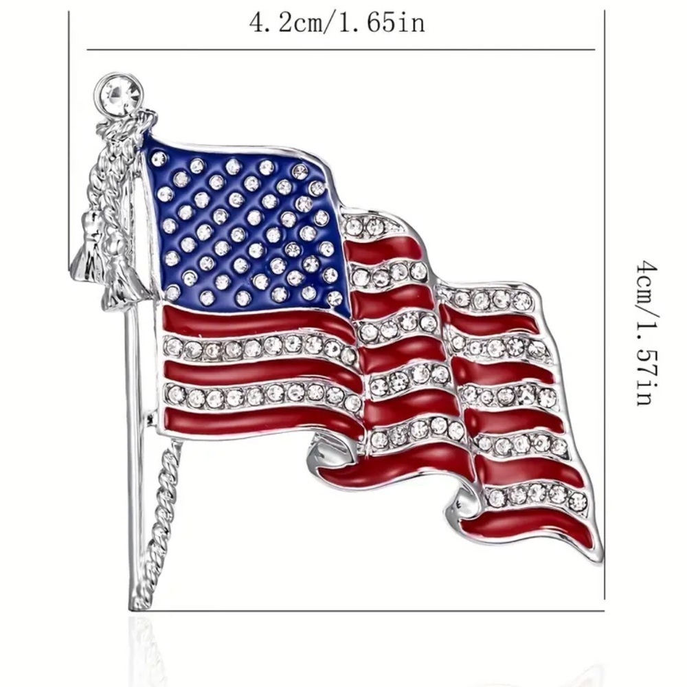 Silver Plated National Flag Brooch Anti-Exposure Pin
American Flag Brooch 🇺🇸 - Picture 2 of 4